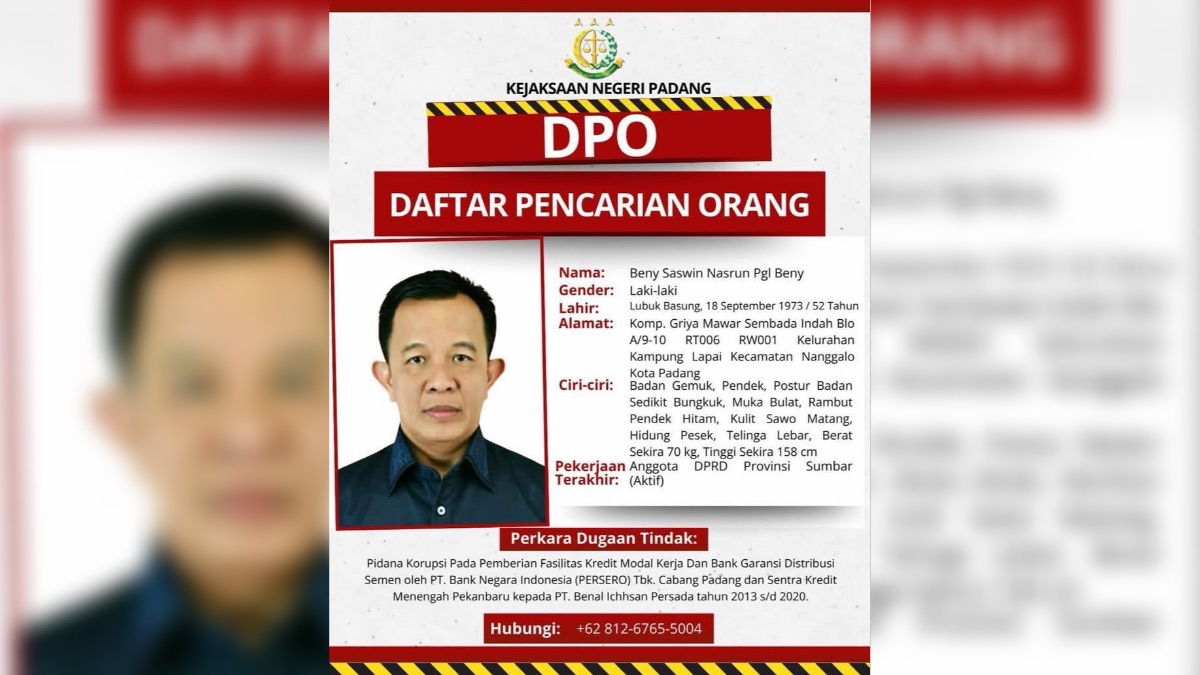 Oknum DPRD Sumbar Yang Bersatus DPO Kejari Padang (Foto: Radarsumbar)